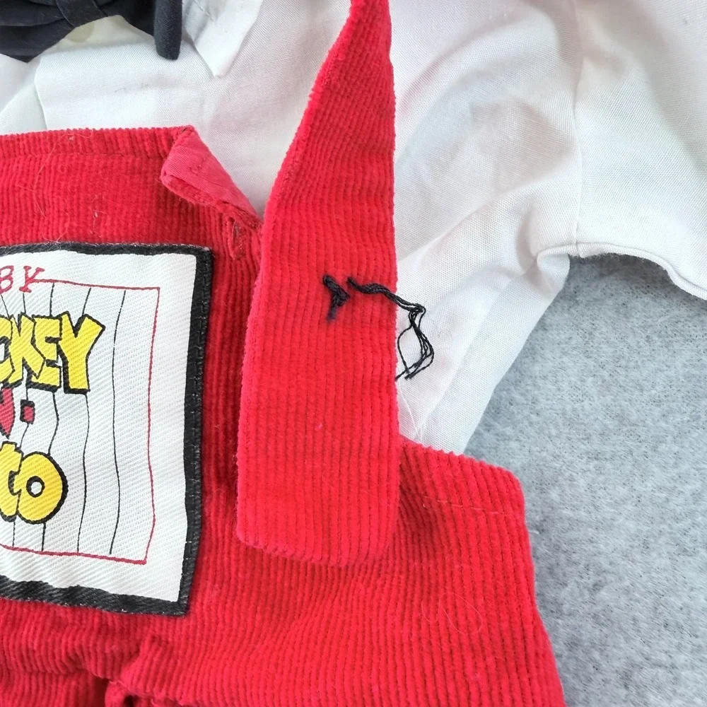Vintage 1984 Disney Babies Mickey Pluto Red Corduroy Set Newborn 0-6 Months